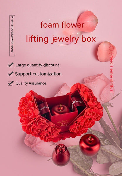 Valentines Day Gift Soap Rose Gift Box Crystal Pendant Necklace Eternal Flower Jewelry Box Set Wedding Birthday Gift For Girlfriend A&S Collection