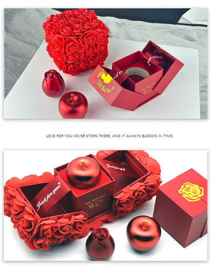 Valentines Day Gift Soap Rose Gift Box Crystal Pendant Necklace Eternal Flower Jewelry Box Set Wedding Birthday Gift For Girlfriend A&S Collection