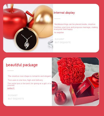 Valentines Day Gift Soap Rose Gift Box Crystal Pendant Necklace Eternal Flower Jewelry Box Set Wedding Birthday Gift For Girlfriend A&S Collection