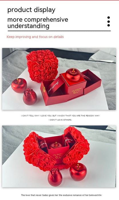Valentines Day Gift Soap Rose Gift Box Crystal Pendant Necklace Eternal Flower Jewelry Box Set Wedding Birthday Gift For Girlfriend A&S Collection