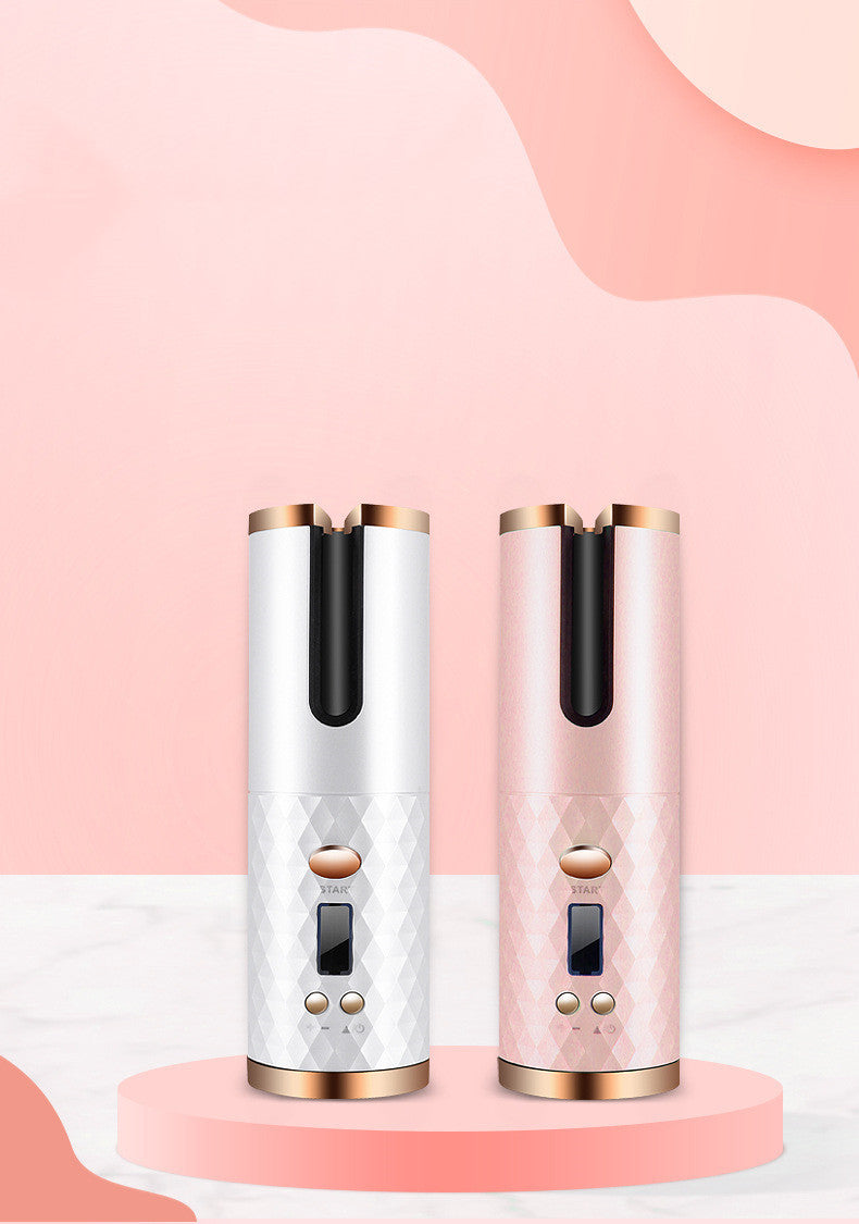 Rechargeable Automatic Hair Curler Women Portable Hair Curling Iron LCD Display Ceramic Curly Rotating Curling Wave Styer CJ