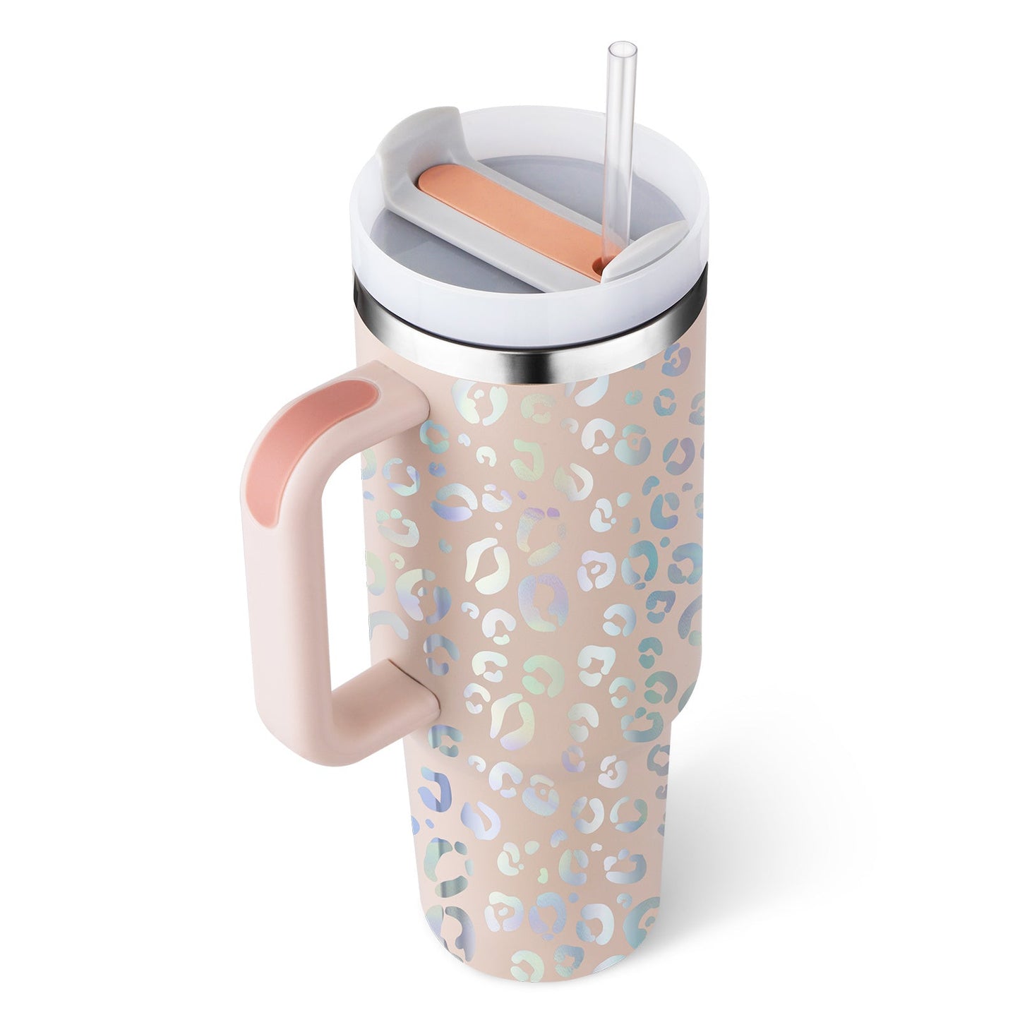 40 Oz Tumbler With Handle Straw Insulated, Stainless Steel Spill Proof Vacuum Coffee Cup Tumbler With Lid Tapered Mug Gifts For Valentine Lover Suitable For Car Gym Office Travel A&S Collection
