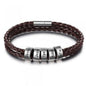 Personalized Mens Braided Genuine Leather Bracelet Stainless Steel Custom Beads Name Charm Bracelet For Men With Family Names A&S Collection