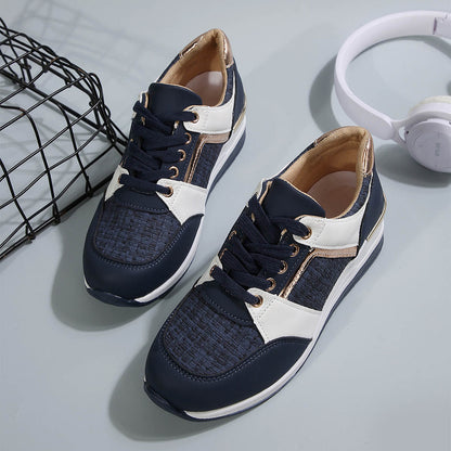 Chic Colorblock Lace-Up Sneakers: Fashionable, Thick-Soled Casual Sports Shoes for Women - Round Toe Slip-On Comfort A&S Collection