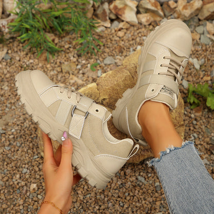 Lace-up Canvas Shoes With Hook Design Fashion Breathable Thick-soled Round-toe Casual Shoes For Women Sneakers A&S Collection