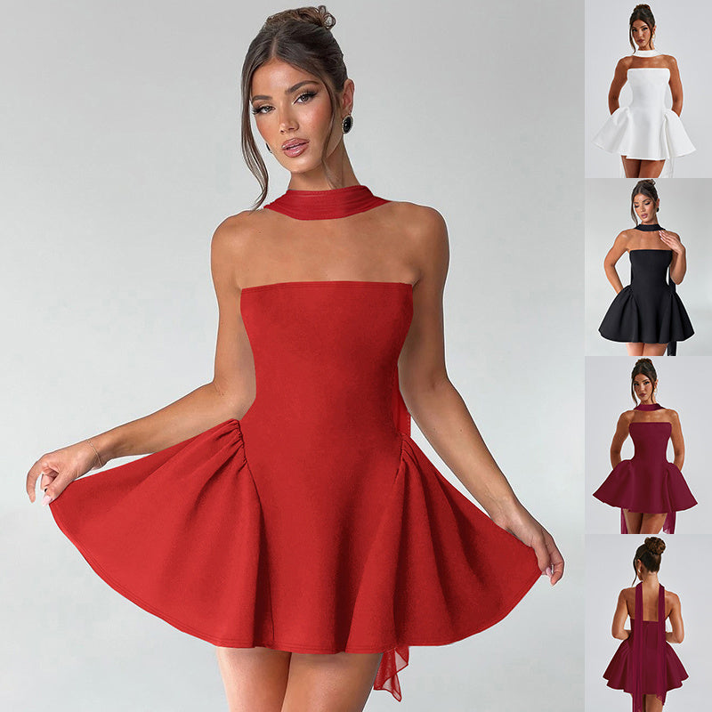 Sexy Tube Top Dress With Back Zipper Design Ins Fashion Short Dress For Party Clothing Women A&S Collection