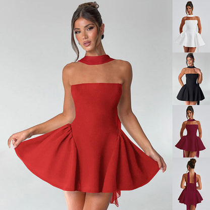 Sexy Tube Top Dress With Back Zipper Design Ins Fashion Short Dress For Party Clothing Women A&S Collection