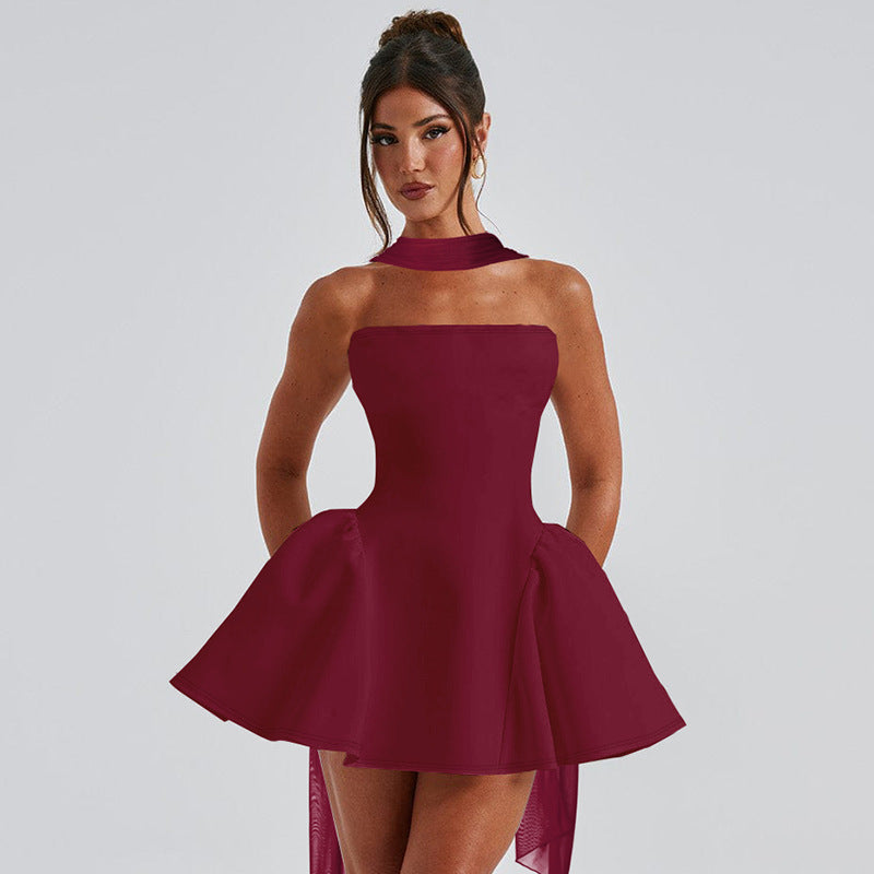 Sexy Tube Top Dress With Back Zipper Design Ins Fashion Short Dress For Party Clothing Women A&S Collection
