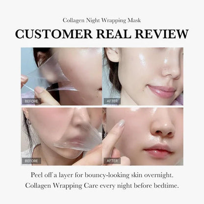 Collagen Wrapping Night Mask: Natural Ingredients for Firming, Elasticity, and Deep Hydration – Anti-Wrinkle Solution for Radiant Skin Care CJ