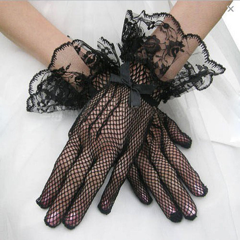 1 pair Knitted stretch mesh gloves A&S Collection