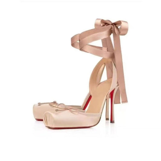 Stunning diamond high heels: red bottom, serpentine toe, and elegant design. A&S Collection