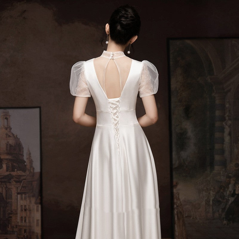 White Engagement Wedding Dress Female French Satin Light Wedding Dress A&S Collection