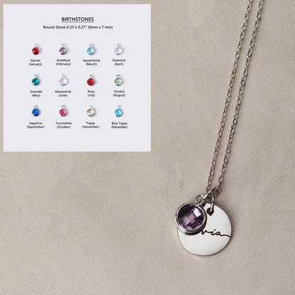 Personalized Name Engraving Necklace Birthstone Pendants Stackable Jewelry Birthday Gift For Women Mom Wife Daughter Friend A&S Collection