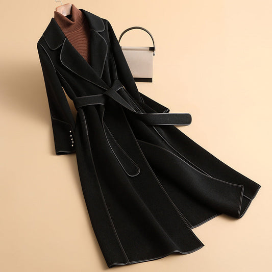 Elegant mid-length Herben-style cashmere coat, perfect for chic autumn and winter fashion." A&S Collection