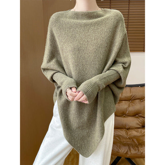 Elegant Merino wool shawl pullover, triangle design, perfect for stylish layering A&S Collection