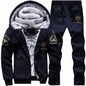 Cross border winter casual sports suit men's hooded and plush thick long sleeve pants two-piece large-size loose trend A&S Collection