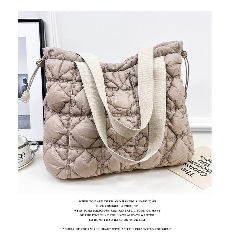 Elegant cloud tote: spacious, single shoulder, and soft down design A&S Collection