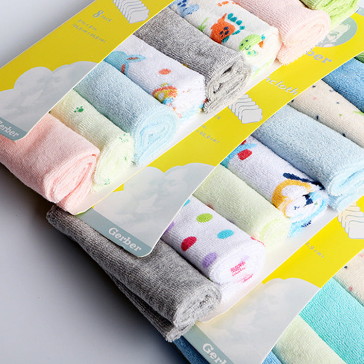Cross-border small square towel baby drool towel small towel baby small handkerchief feeding towel 8 strips pack A&S Collection