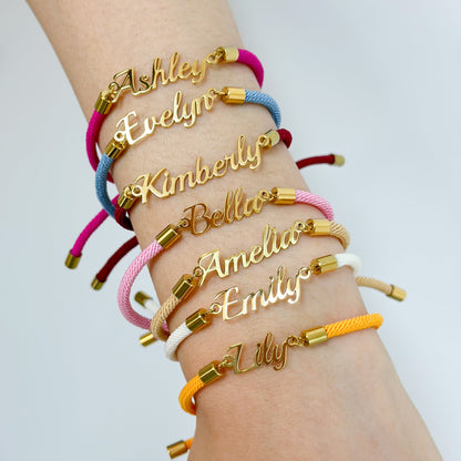 Personalized Colorful Rope Chain Custom Name Bracelet Personalized Adjustable Name Jewelry For Girls A&S Collection