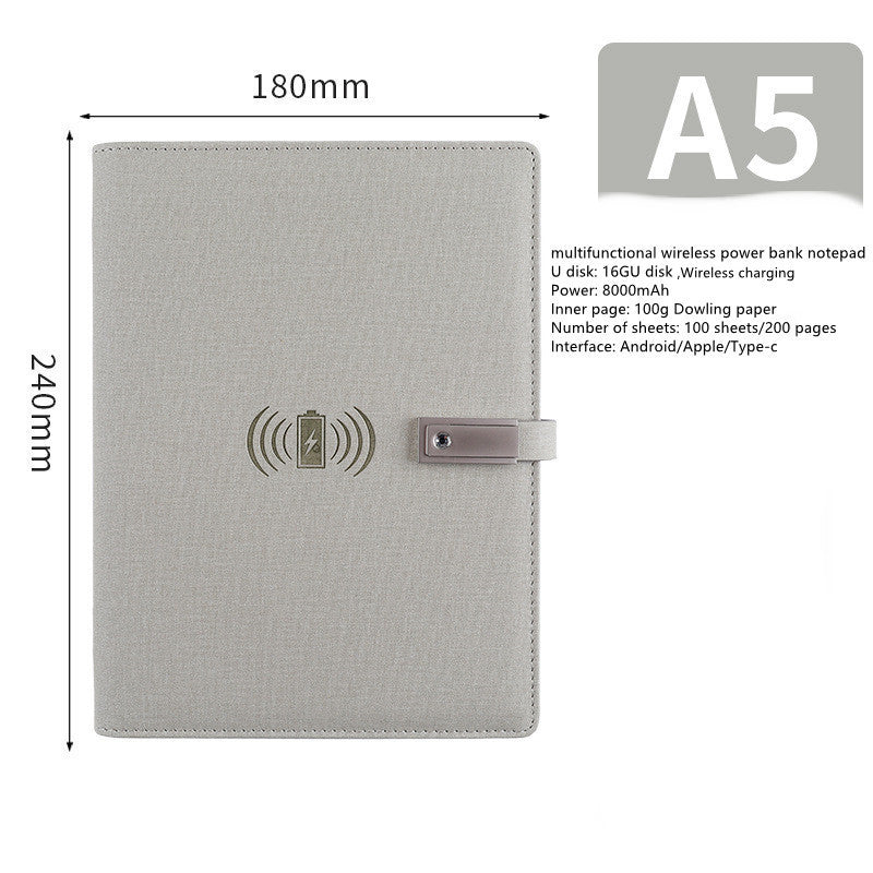 Multifunctional Power Bank Notepad With U Disk Business Suit