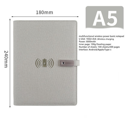 Multifunctional Power Bank Notepad With U Disk Business Suit