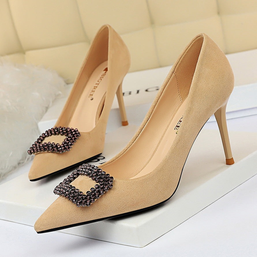 Shine Bright: Elegant Pointed Rhinestone High Heels for Every Occasion CJ