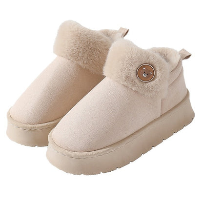 Ankle Wrap Cotton Slippers Thickened Couple Non-slip Warm Cotton Shoes