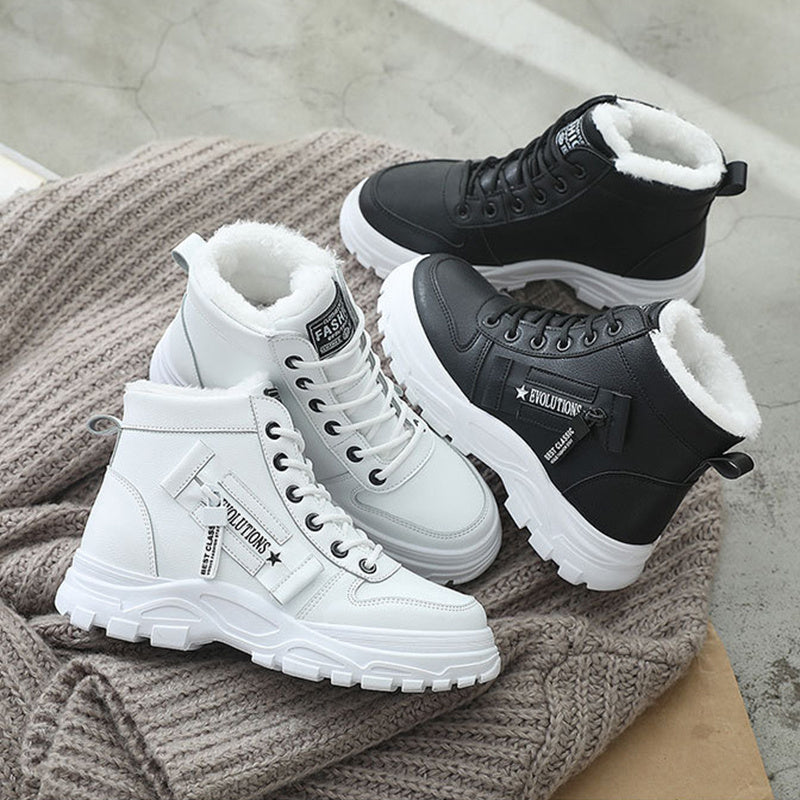 Fleece Lace-up Boots Winter Warm Short Plush High-top Shoes A&S Collection