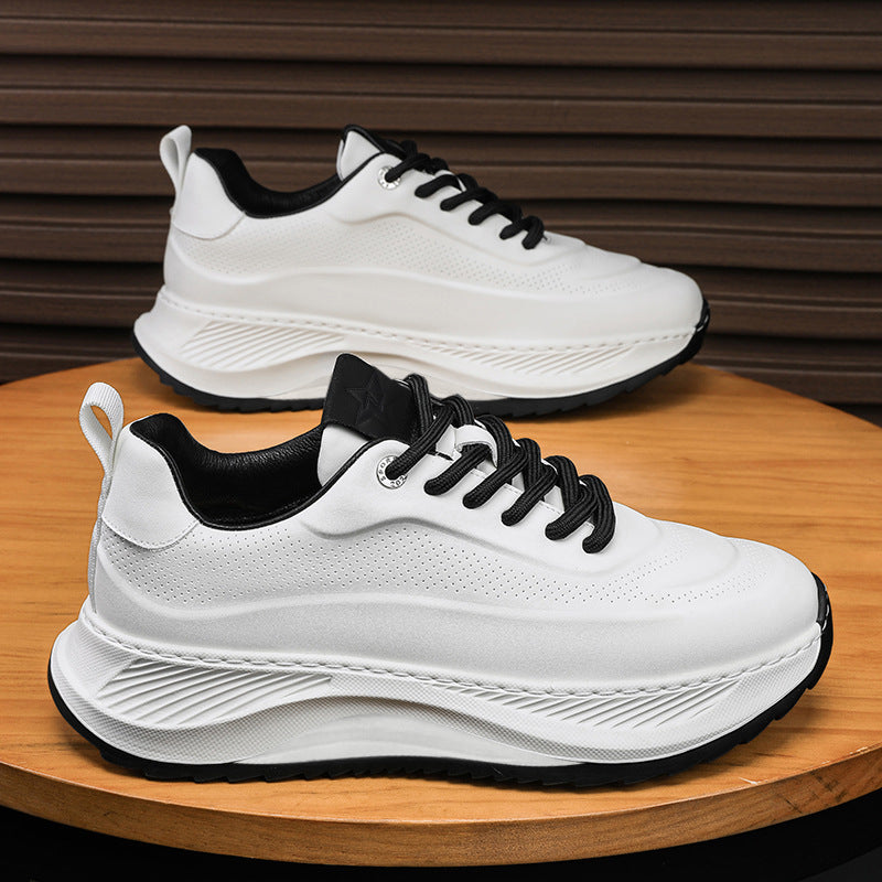 Trendy Thick-Soled Men's Sneakers: Breathable Lace-Up Dad Shoes for Casual Comfort A&S Collection