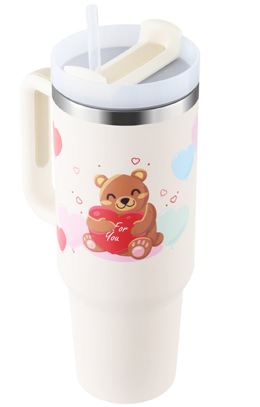 40 Oz Tumbler With Handle Straw Insulated, Stainless Steel Spill Proof Vacuum Coffee Cup Tumbler With Lid Tapered Mug Gifts For Valentine Lover Suitable For Car Gym Office Travel A&S Collection