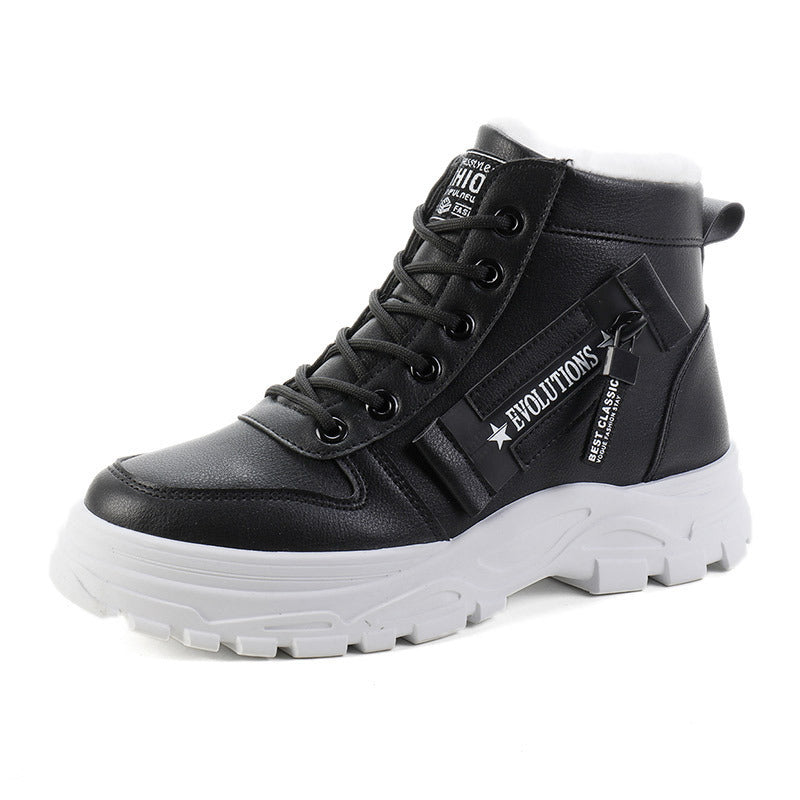 Fleece Lace-up Boots Winter Warm Short Plush High-top Shoes A&S Collection