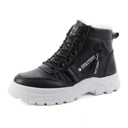 Fleece Lace-up Boots Winter Warm Short Plush High-top Shoes A&S Collection