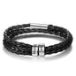 Personalized Mens Braided Genuine Leather Bracelet Stainless Steel Custom Beads Name Charm Bracelet For Men With Family Names A&S Collection