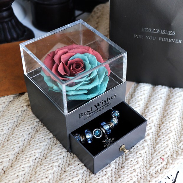 Eternal Flower Rose Jewelry Box for Birthday Presents Valentines Day Wedding Gift A&S Collection