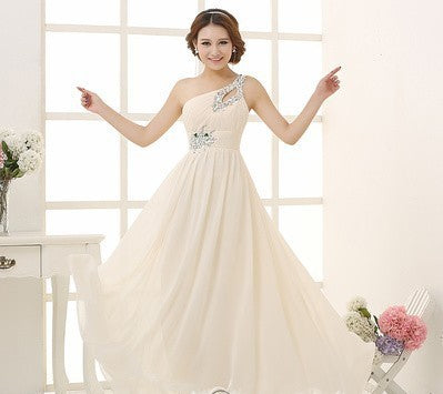 Evening dress one-shoulder dinner banquet long banquet A&S Collection