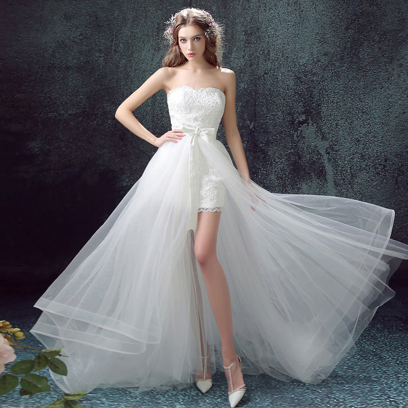 Sexy Detachable Skirt Mermaid Tulle Lace Appliques Short Wedding Dress New Wedding Dresses A&S Collection