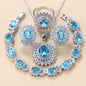 Garnet Cubic Zirconia Earrings Pendant Necklace Bracelet Ring Gift 4 PCs Set A&S Collection