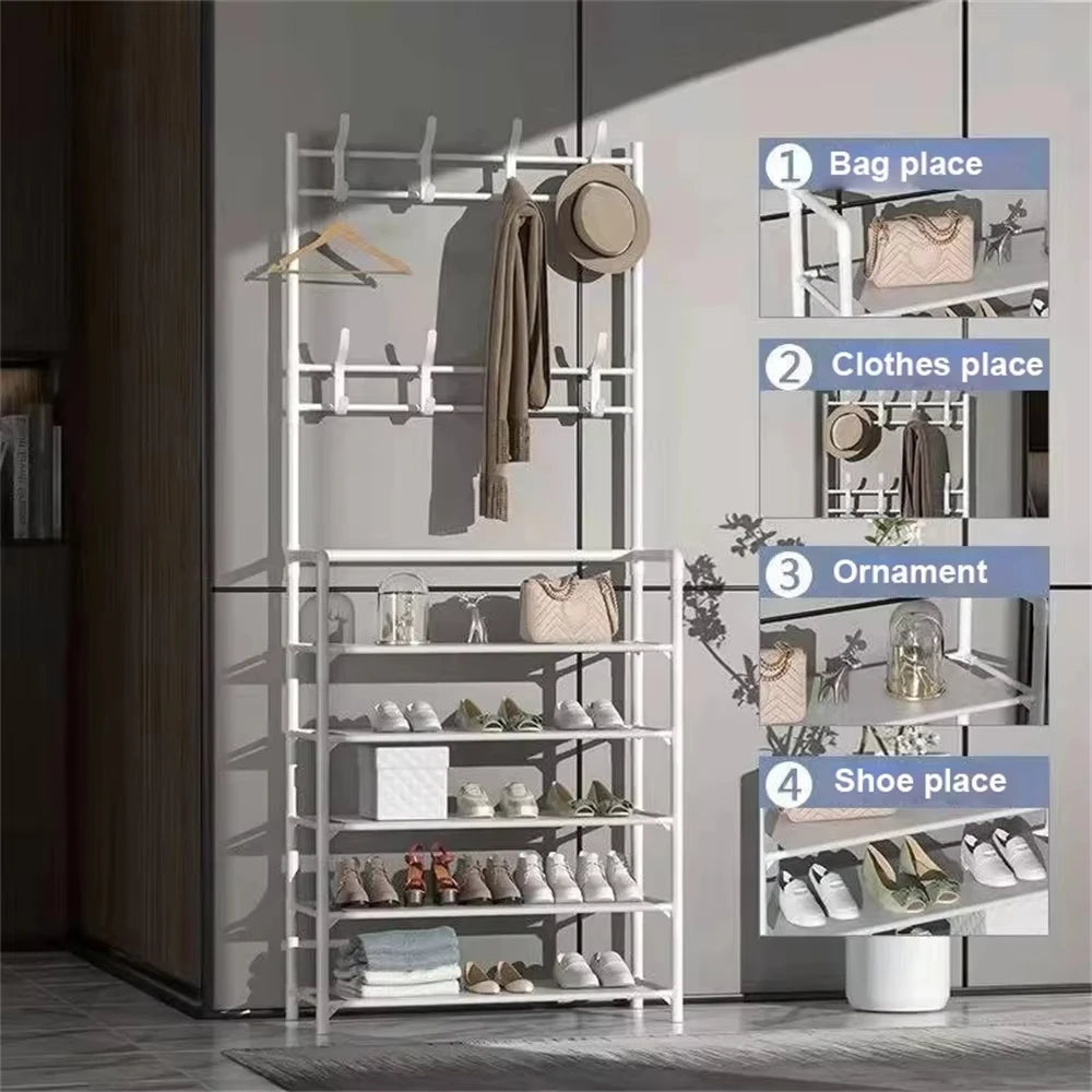 Clothes Hat Hangers Shoe Rack Multi-ayer Shoe Rack Simple Floor Shoes and Hat Racks Load-bearing Living Room Organizer Shelf A&S Collection