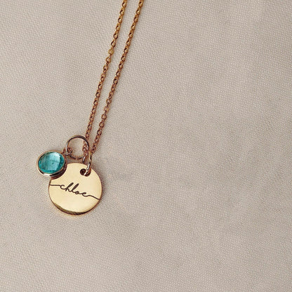 Personalized Name Engraving Necklace Birthstone Pendants Stackable Jewelry Birthday Gift For Women Mom Wife Daughter Friend A&S Collection
