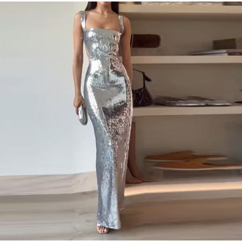 Square Collar Sequin Dresses - Shop Now! CJ