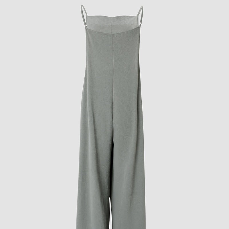 Women's Sleeveless Jumpsuit With Pockets And Adjustable Shoulder Strap Fashion Loose Wide Leg Straight Overalls Summer Beach Trousers A&S Collection