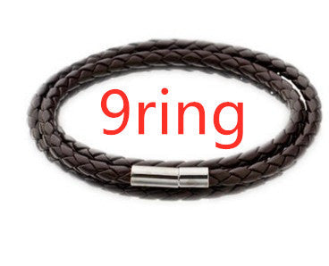 Personalized Mens Braided Genuine Leather Bracelet Stainless Steel Custom Beads Name Charm Bracelet For Men With Family Names A&S Collection