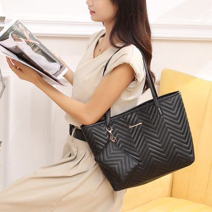 Women's Fashionable Wave Pattern Diamond Plaid Embroidered Shoulder Bag A&S Collection