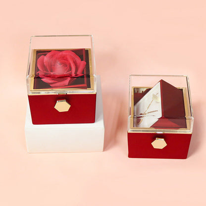 Rotating Soap Flower Rose Gift Box Creative Rotating Rose Jewelry Packaging Box Valentine's Day Gift For Women A&S Collection
