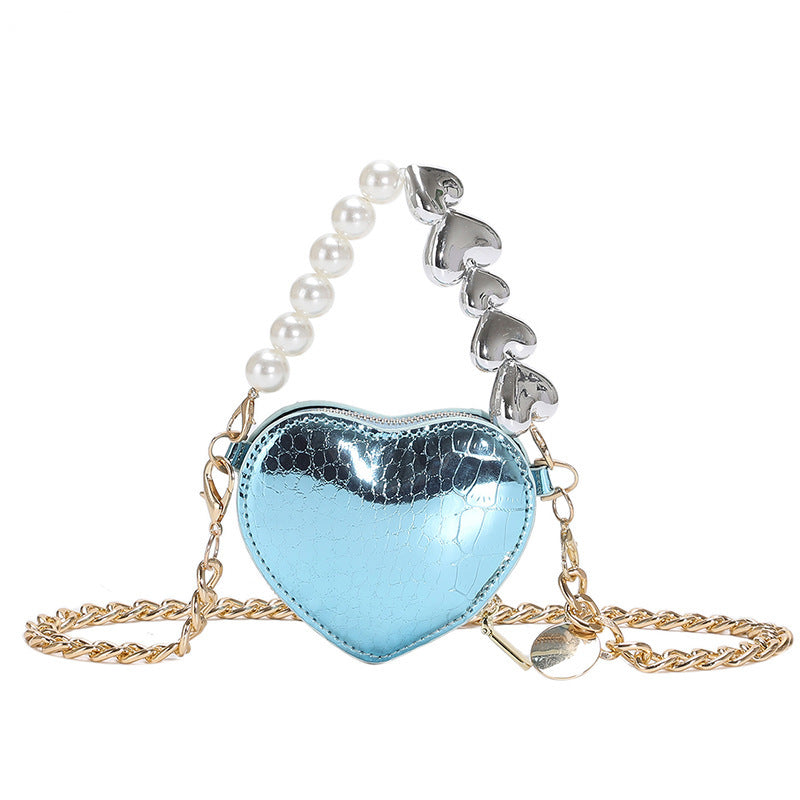 Mini Love-shape Pearls Handbag Fashion Cute Chain Lipstick Bag Women's Bright Candy Color Shoulder Messenger Bag A&S Collection