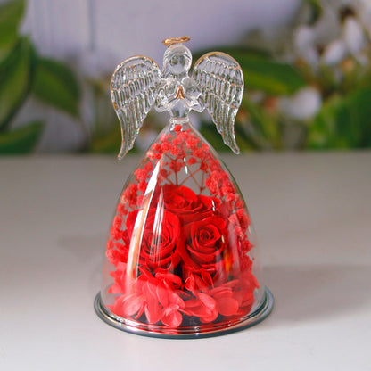 Eternal Flower Gift Box Angel Glass Cover Dried Rose Gift Box For Christmas New Year Valentine's Day Home Decor A&S Collection