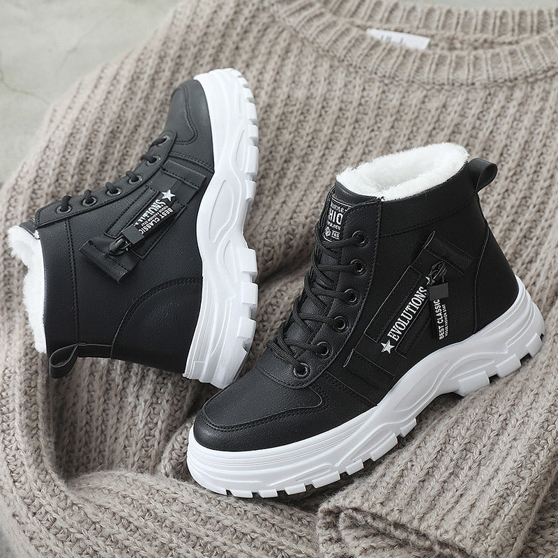 Fleece Lace-up Boots Winter Warm Short Plush High-top Shoes A&S Collection