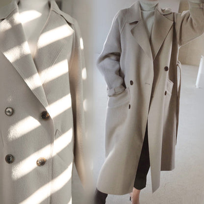 Stylish long woolen coat, Harajuku style, double-sided, perfect for autumn and winter. A&S Collection