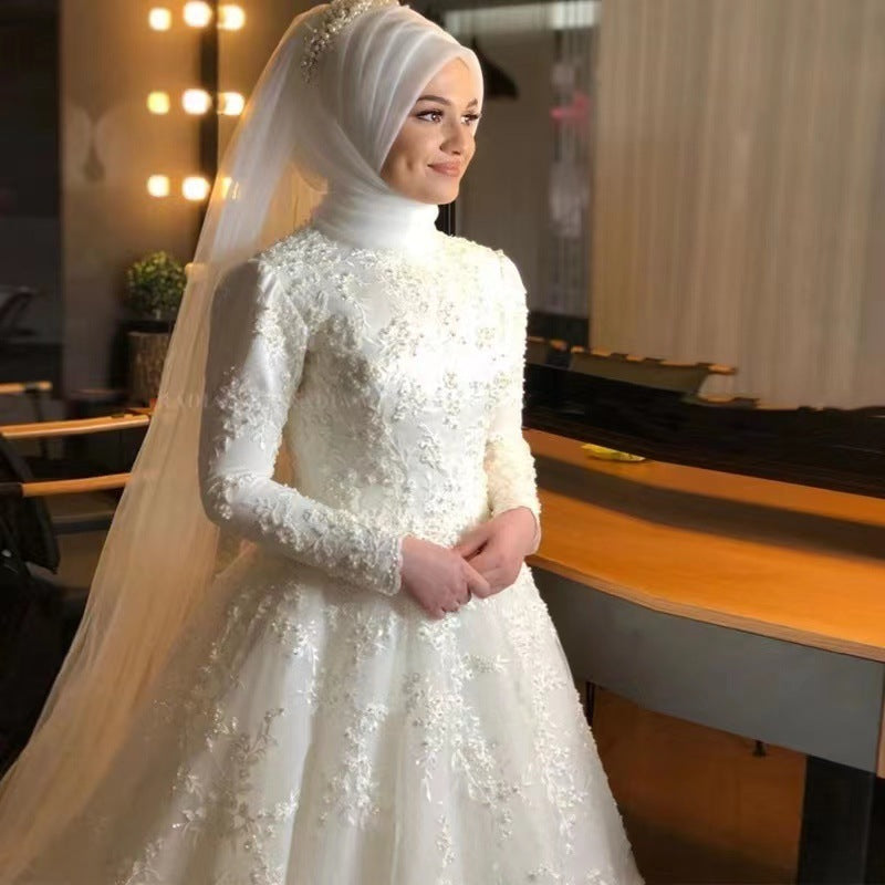 Long Sleeve White Dignified Wedding Dress A&S Collection