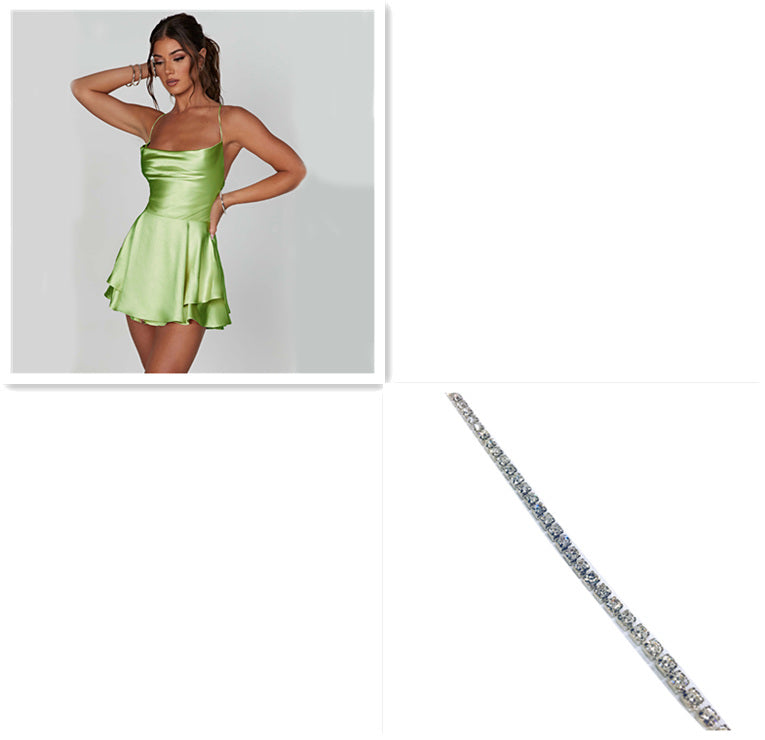 Elegant Satin Suspender Dress with Lace-Up Back - Perfect for Chic and Sexy Looks! CJ